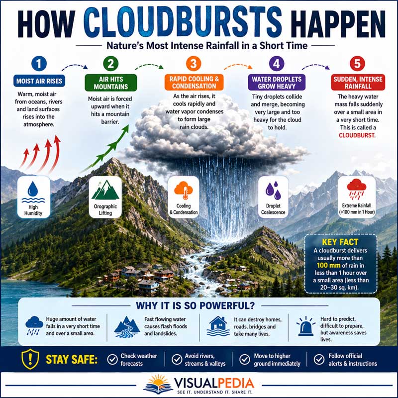 How Cloudburst Happens Infographic Image Explanation