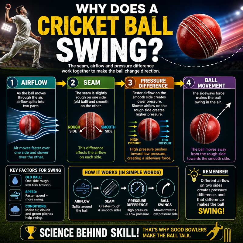 why does cricket ball swings